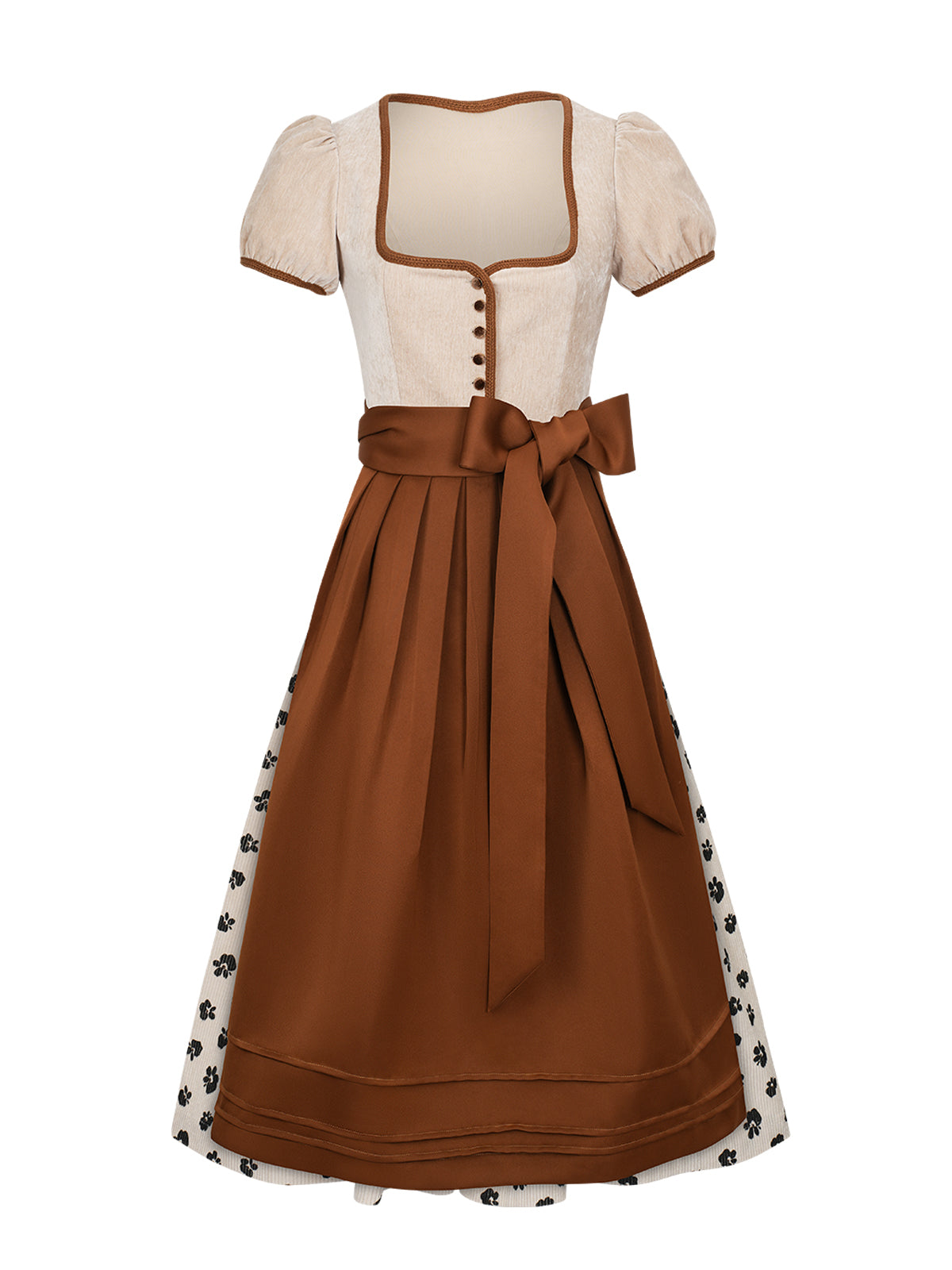 Braun Gerader Ausschnitt Floralem Muster Dirndl Mariella